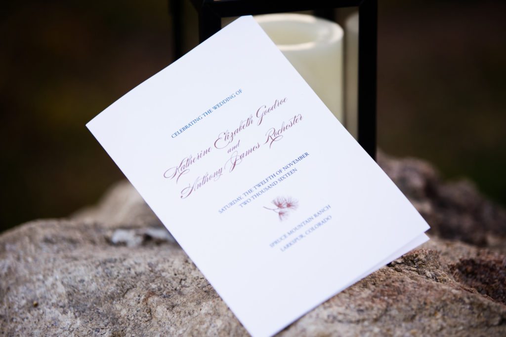 copper and navy wedding program