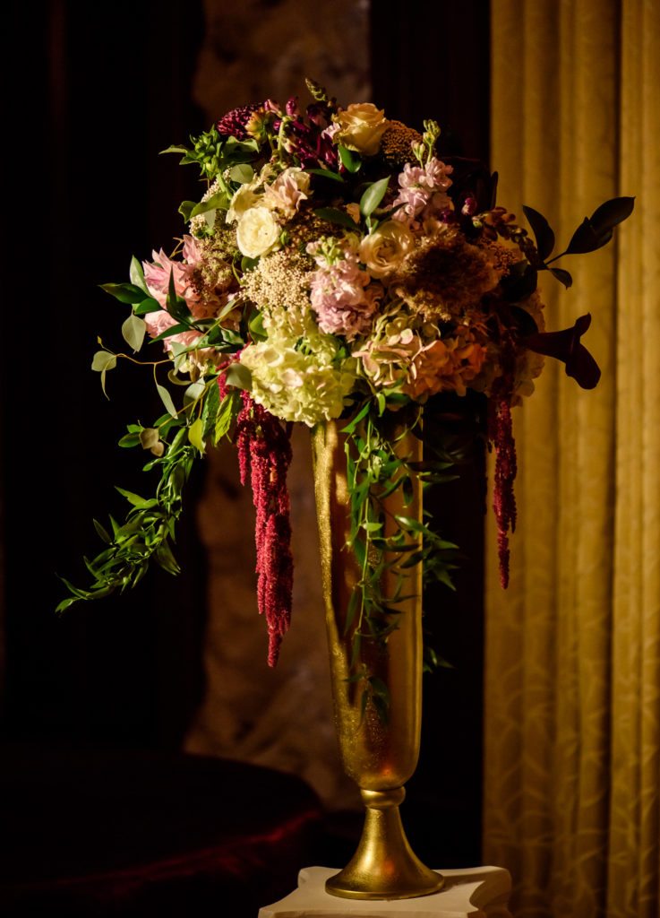 tall burgundy wedding centerpiece