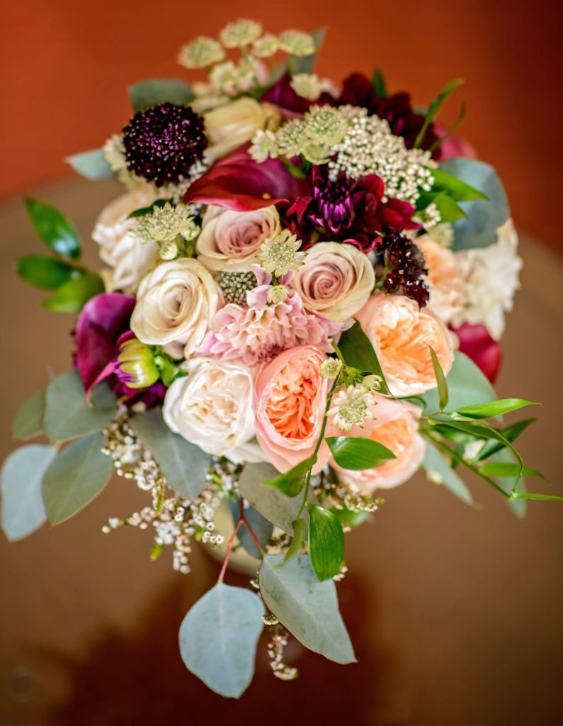 burgundy and blush bouquet