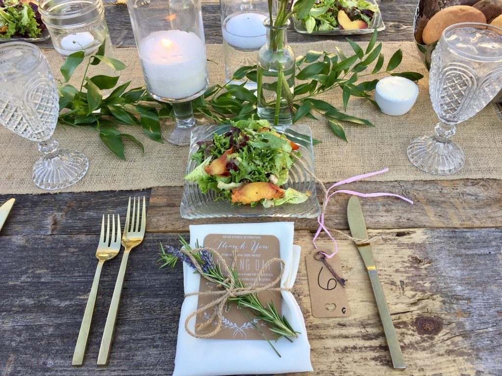 farm to table wedding with gold flatware