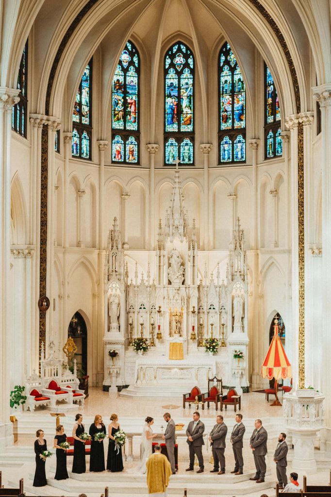 Cathedral Basilica of the Immaculate Conception alter and stained glass.